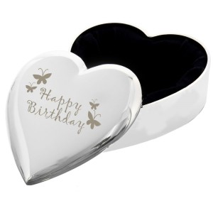 
                            Happy Birthday Butterfly Heart Trinket Box