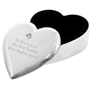 
                            Personalised Teacher Heart Flowers Trinket Box