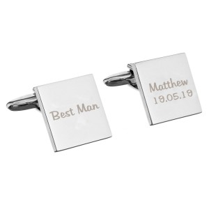 
                            Personalised Wedding Role Square Cufflinks -1 line