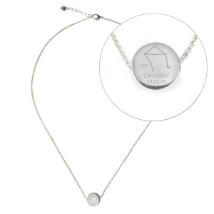 Personalised Libra Zodiac Star Sign Silver Tone Necklace (September 23rd - October 22nd)