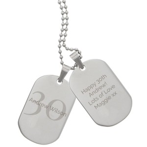 
                            Personalised Big Age Stainless Steel Double Dog Tag Necklace