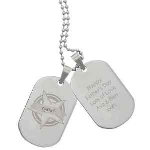 
                            Personalised Star Stainless Steel Double Dog Tag Necklace