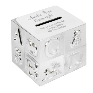 Baby Boy Girl Twinkle Twinkle Square Money Box Personalised Engraved Personalised Personalise This 