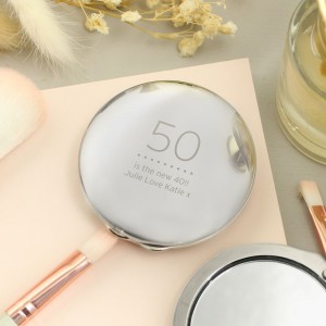 
                            Personalised Birthday Big Age Round Compact Mirror