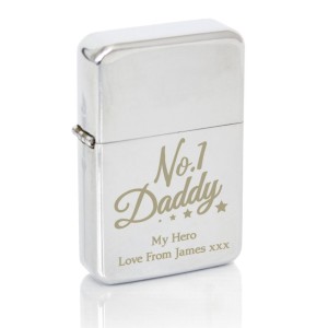 Personalised No.1 Daddy Silver Lighter