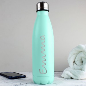Personalised Name Only Island Mint Green Metal Insulated Drinks Bottle