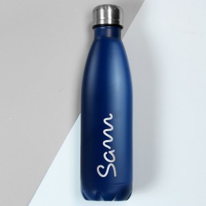 Personalised Name Only Blue Metal Insulated Drinks Bottle