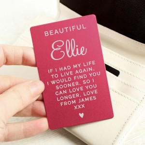
                            Personalised Free Text Cerise Wallet Card