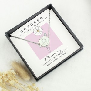 
                            Personalised October Birth Flower Necklace and Box