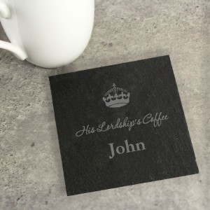 Personalised Crown Motif Single Slate Coaster