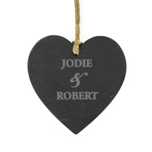 
                            Personalised Couples Slate Heart Decoration