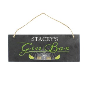 
                            Personalised "Gin Bar" Printed Hanging Slate Plaque