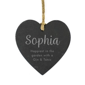 
                            Personalised Free Text Slate Heart Decoration