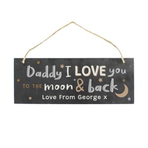 
                            Personalised To the Moon and Back Hanging Slate Plaque