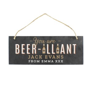 Personalised Beer-illiant Hanging Slate Plaque