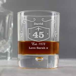 
                            Personalised Classic Whisky Style Tumbler Bubble Glass