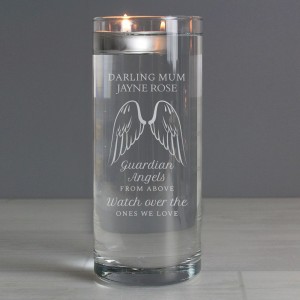 
                            Personalised Guardian Angel Wings Floating Candle Holder