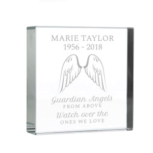 
                            Personalised Guardian Angel Wings Crystal Token