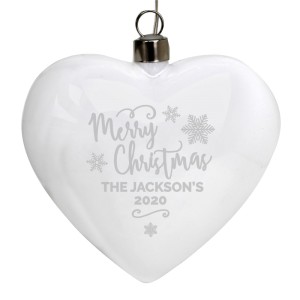 
                            Personalised Merry Christmas LED Hanging Glass Heart