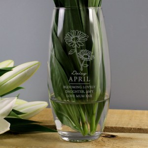
                            Personalised April Birth Flower Bullet Vase