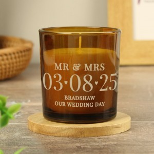 
                            Personalised Special Date Amber Glass Candle