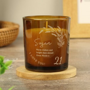 
                            Personalised Birthday Amber Glass Candle