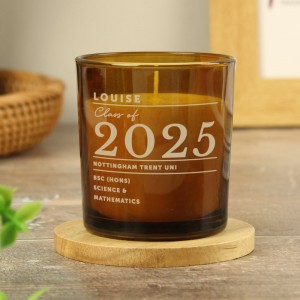 Personalised Graduation Amber Glass Candle
