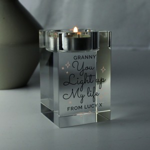 
                            Personalised You Light Up My Life Glass Tea Light Holder