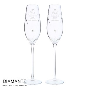 Personalised Hand Cut Heart Celebration Pair of Flutes with Gift Box