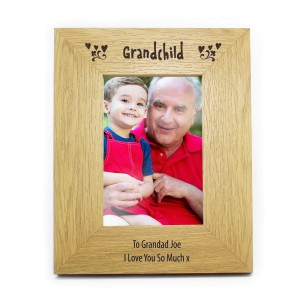 
                            Personalised Oak Finish 6x4 Grandchild Photo Frame