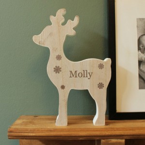 
                            Personalised Any Name Rustic Wooden Reindeer Decoration