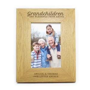 Personalised Grandchildren Are A Blessing 6x4 Oak Finish Photo Frame