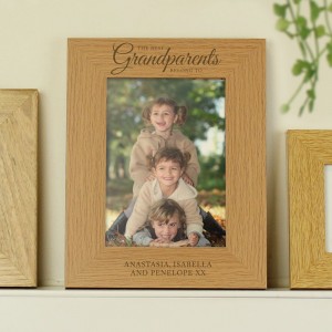 Personalised "The Best Grandparents" 5x7 Oak Finish Photo Frame