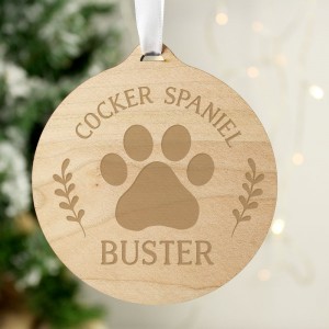 
                            Personalised Dog Breed Round Wooden Bauble