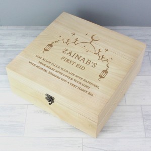Personalised Eid and Ramadan Large Wooden Keepsake Box