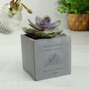 Personalised New Home Concrete Plant Pot