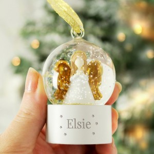 
                            Personalised Name Only Angel Glitter Snow Globe Tree Decoration