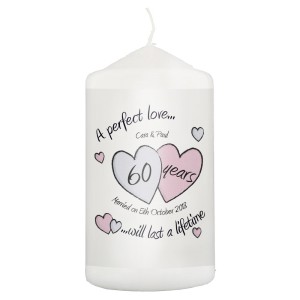 
                            Personalised A Perfect Love Diamond Anniversary Pillar Candle