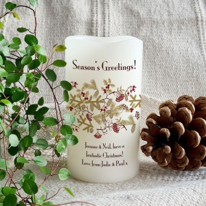 
                            Personalised Christmas Floral LED Candle