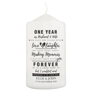 
                            Personalised Anniversary Pillar Candle