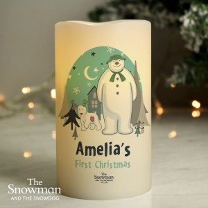 
                            Personalised The Snowman and the Snowdog LED Candle