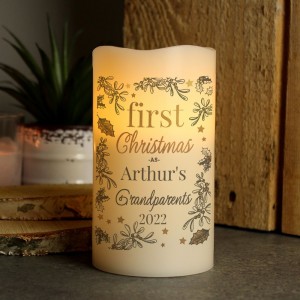
                            Personalised First Christmas LED Candle