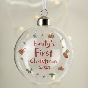 
                            Personalised First Christmas Glass Bauble