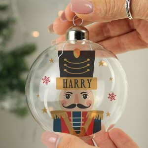
                            Personalised Nutcracker Christmas Glass Bauble