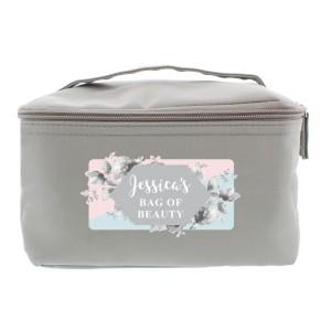 Personalised Floral Grey Vanity bag