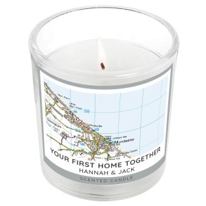 
                            Personalised Present Day Map Compass Jar Candle