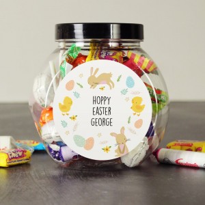 
                            Personalised Easter Bunny & Chick Sweets Jar