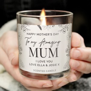 
                            Personalised Mothers Day Floral Scented Jar Candle