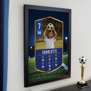 
                            Personalised Photo Upload Football Card Black Poster Frame