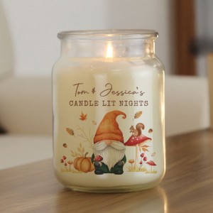 Personalised Autumn Gonk Large Candle Jar